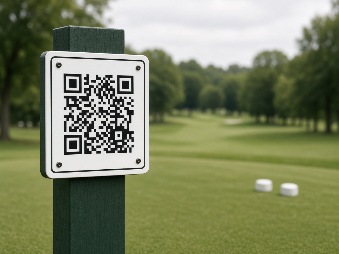 QR code sign on the first tee